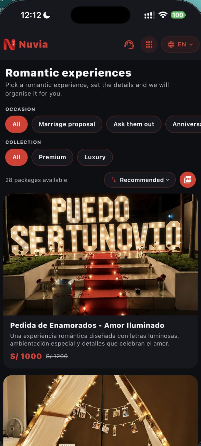Experiencias románticas