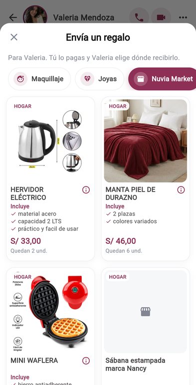 «Envía un regalo», en el chat