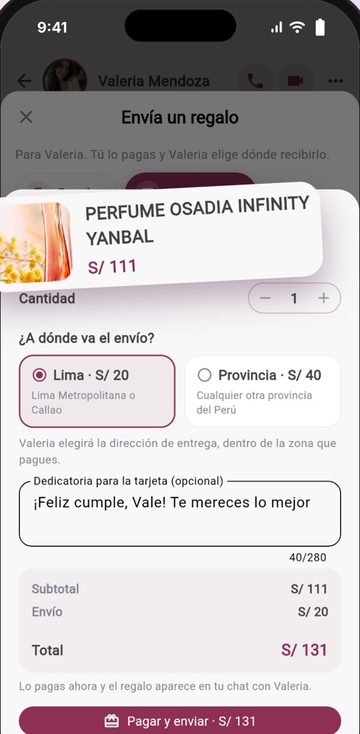 Regala desde el chat